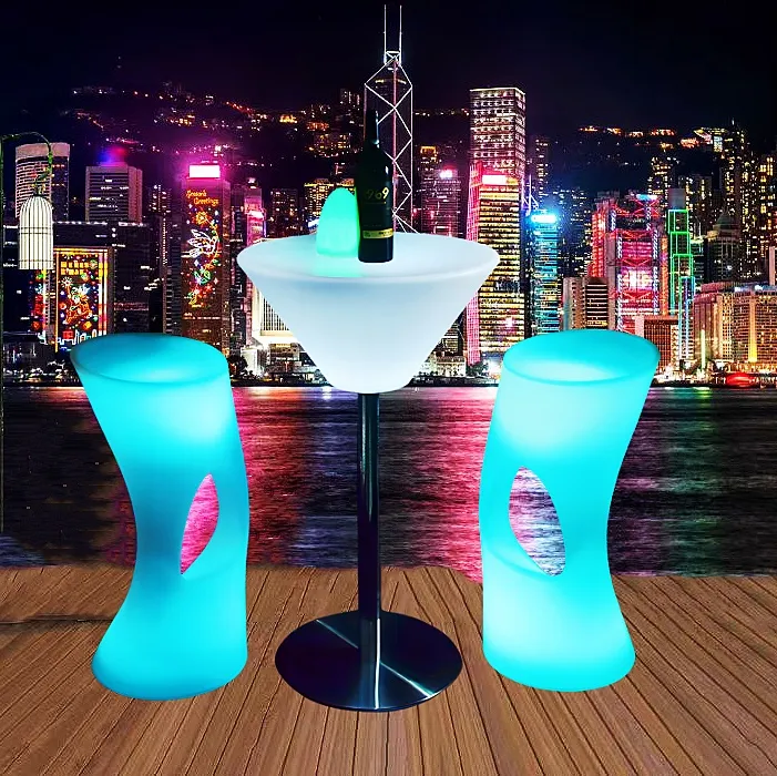 Vibrant RGB LED Outdoor Plastic Bar Stool for Events