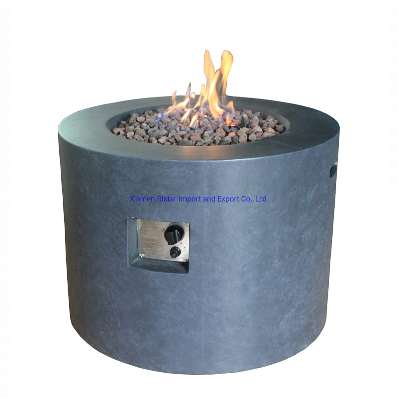 Concrete Top Dining Table Gas Storage Fire Pit Table Match with Tempered Glass Wind Guard