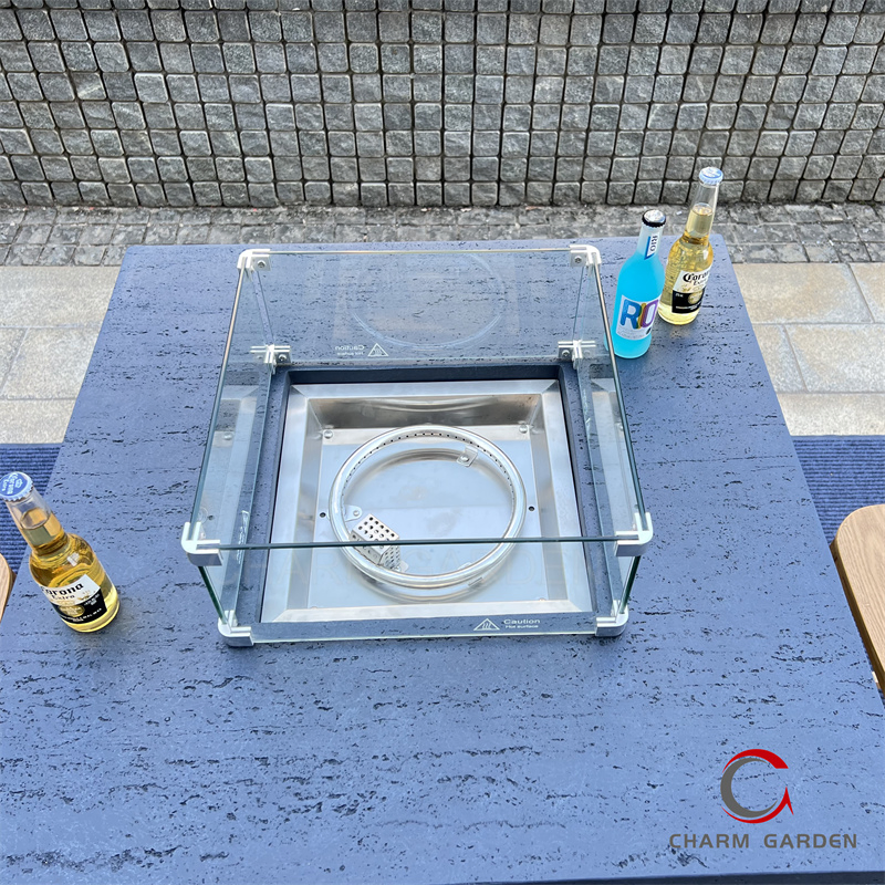 Gas Fire Pit Dining Table with Concrete Tabletop Czyl012