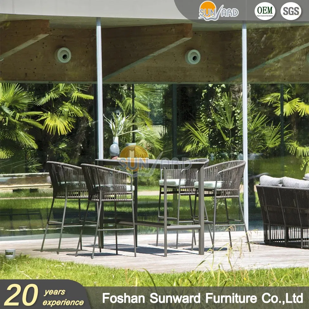 Outdoor Rope Garden Hotel Restaurant Aluminum Bar Chair Bar Stool
