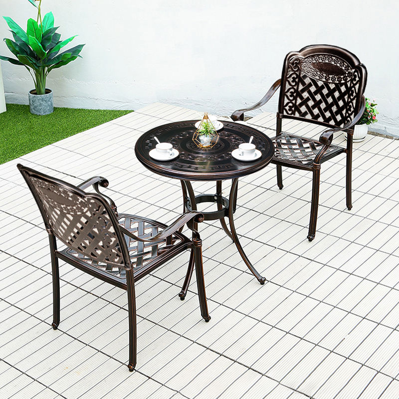 Wholesale Outdoor Antirust Cast Aluminum Round Patio Dining Table Set for Courtyard