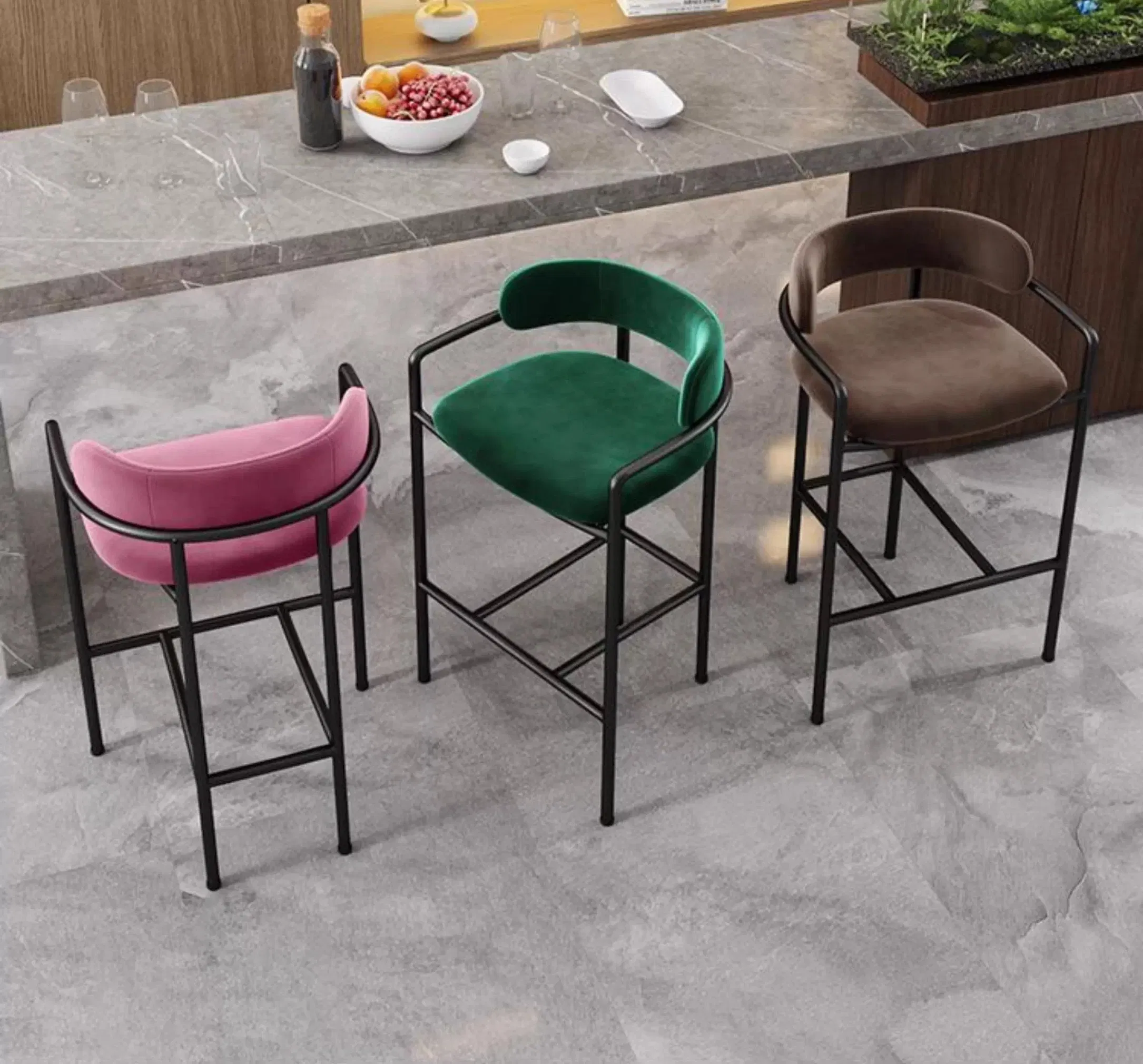 Nordic Luxury Faux Leather Bar Stools for Outdoor Dining