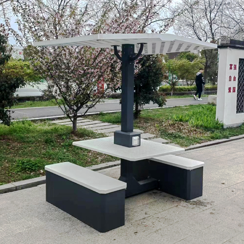 Multi Functional Urban Street Smart Garden Bench Stainless Steel Outdoor Park Chair Solar Energypower Bench