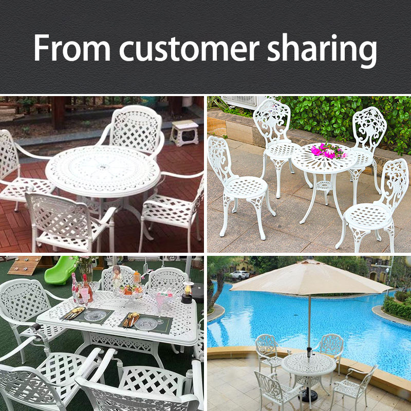 High Quality Garden Furniture Set White Cast Aluminum Patio Table and Chairs for Outdoor