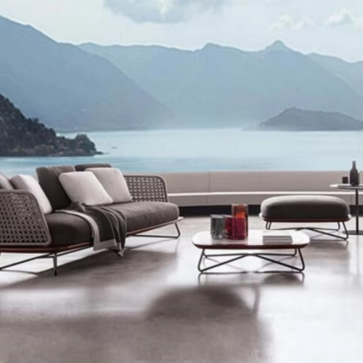 Sectional Sofa Durable Material All Weather Garden Wooden Rattan Outdoor Sofa Set