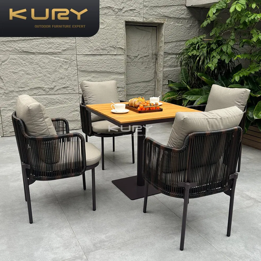 Black Modern Patio Garden Outdoor Furniture Leisure Rattan Aluminium Dining Set