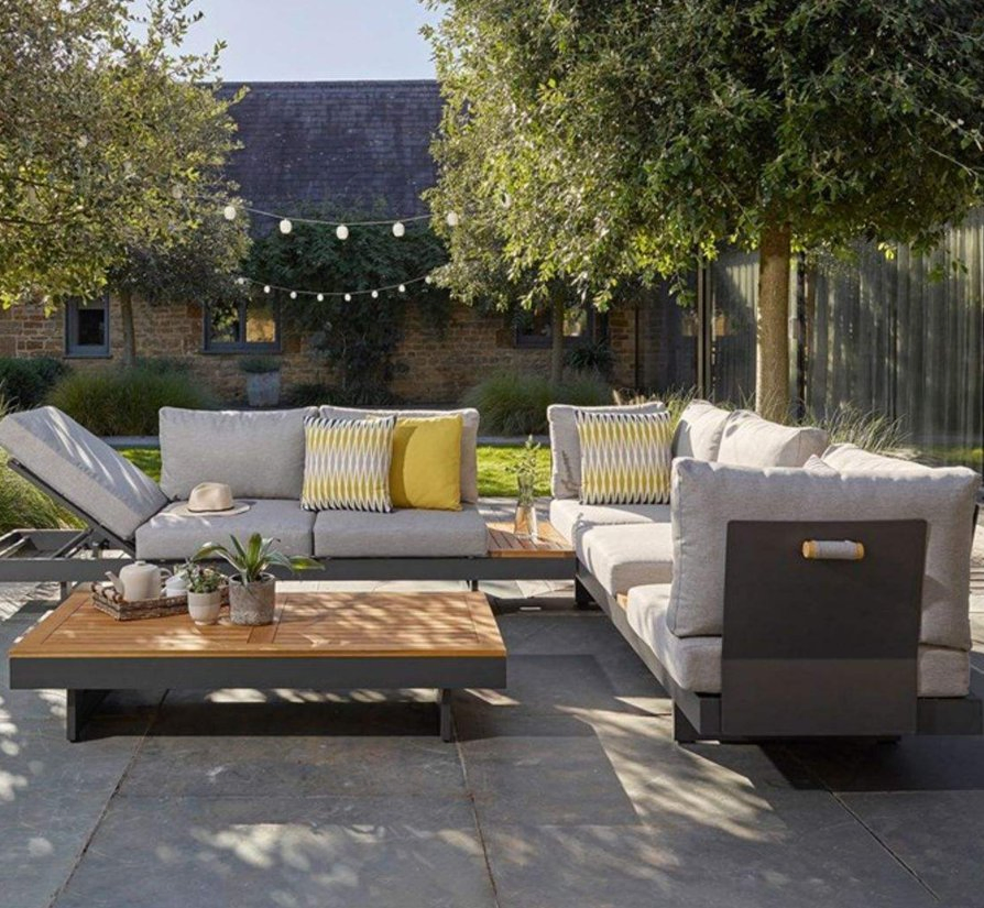 Garden Furniture Aluminium Teak Wood Sectional Set Outdoor Furniture Patio Sofa Set