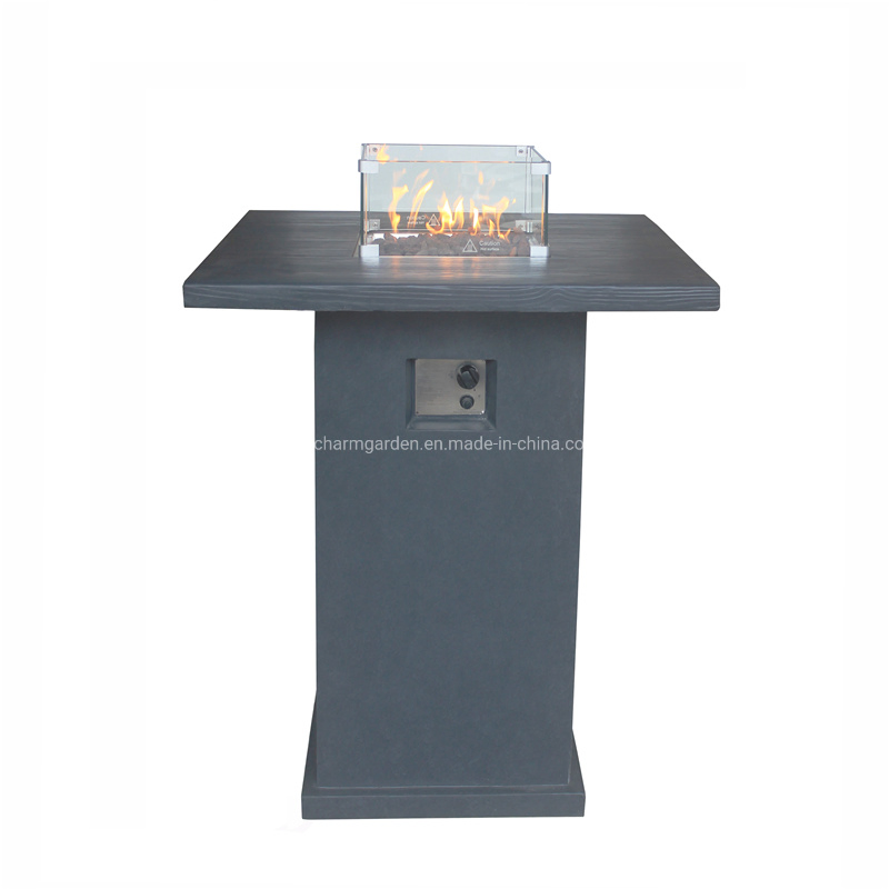 Bar Height Square Fire Pit Dining Table with Electronic Ignition for Outdoor Use in The Yard