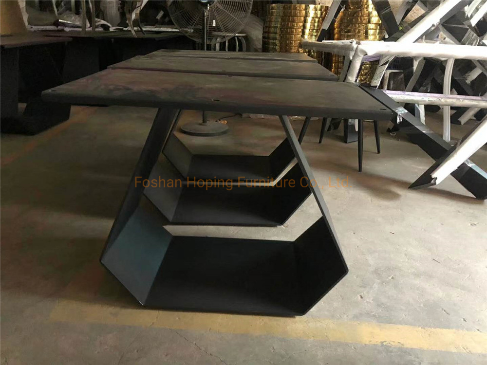 Factory Wholesale Modern Restaurant Furniture Luxury Rectangle Marble Dining Table with Steel Base