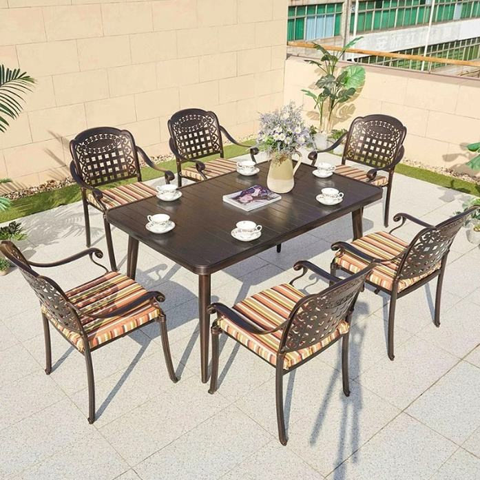 Aluminum Outdoor Dining Table for Garden Restaurant Cafe Courtyard