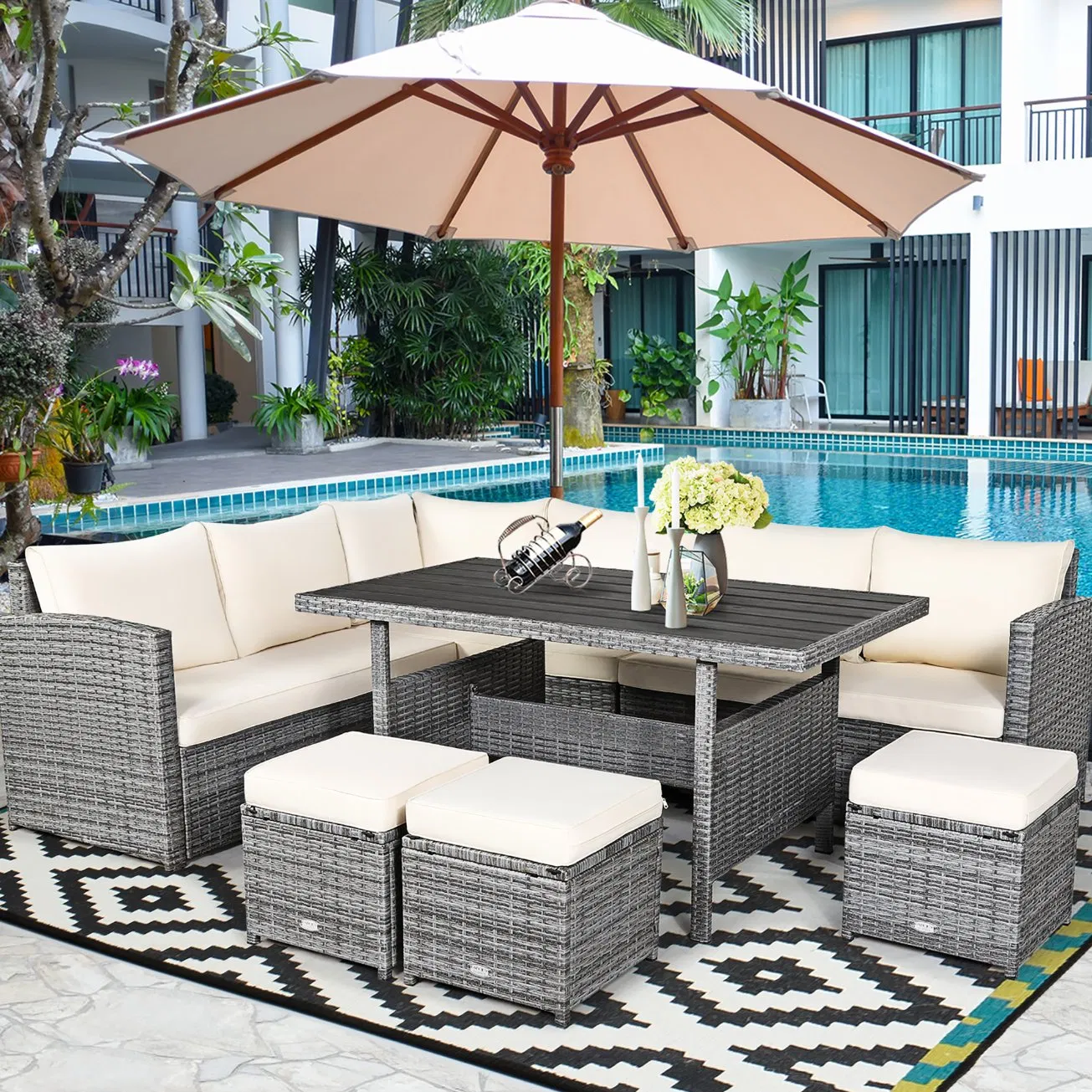 Poly Rattan Outdoor Furniture Sofa 2021 Outdoor Furniture Sets Rattan Wicker