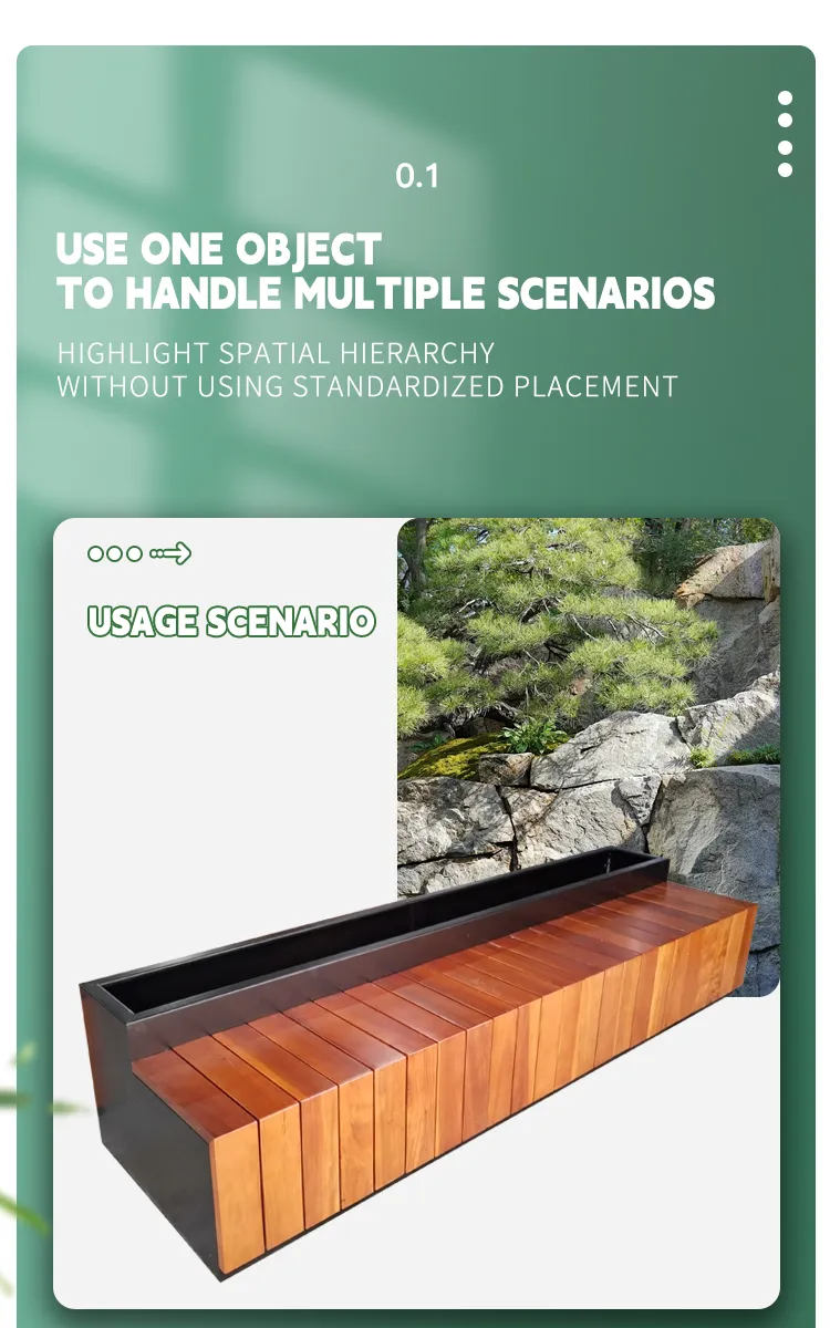 Outdoor Wooden Bench with Planter Box