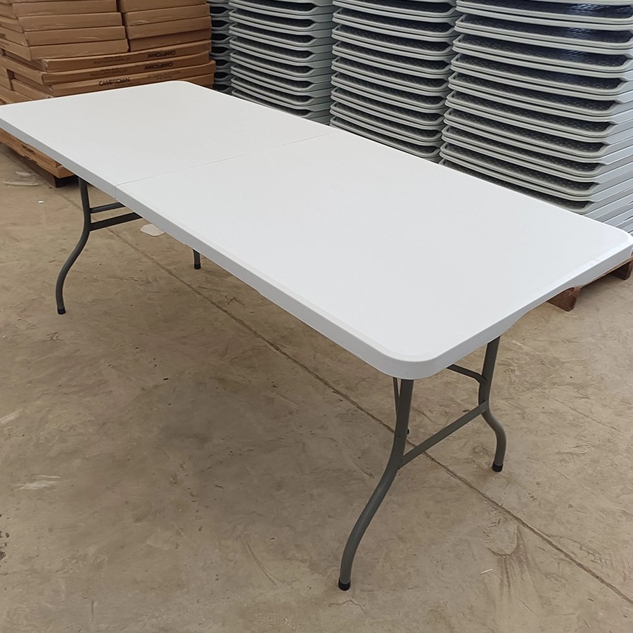 Cheap 6 FT Rectangle Foldable Outdoor White Plastic Folding Table Wholesale
