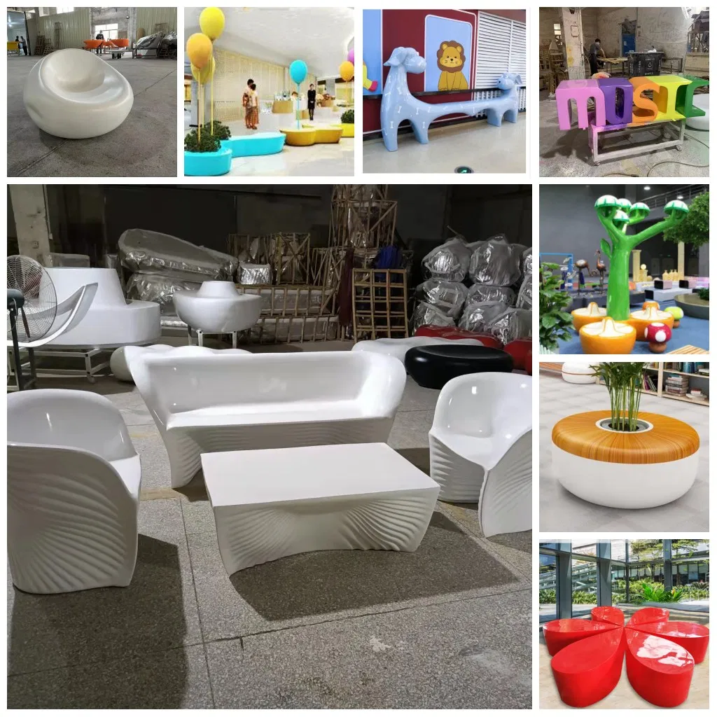 Custom Fiberglass Public Space Outdoor Park Garden Shopping Mall School Hotel Sitting Bench