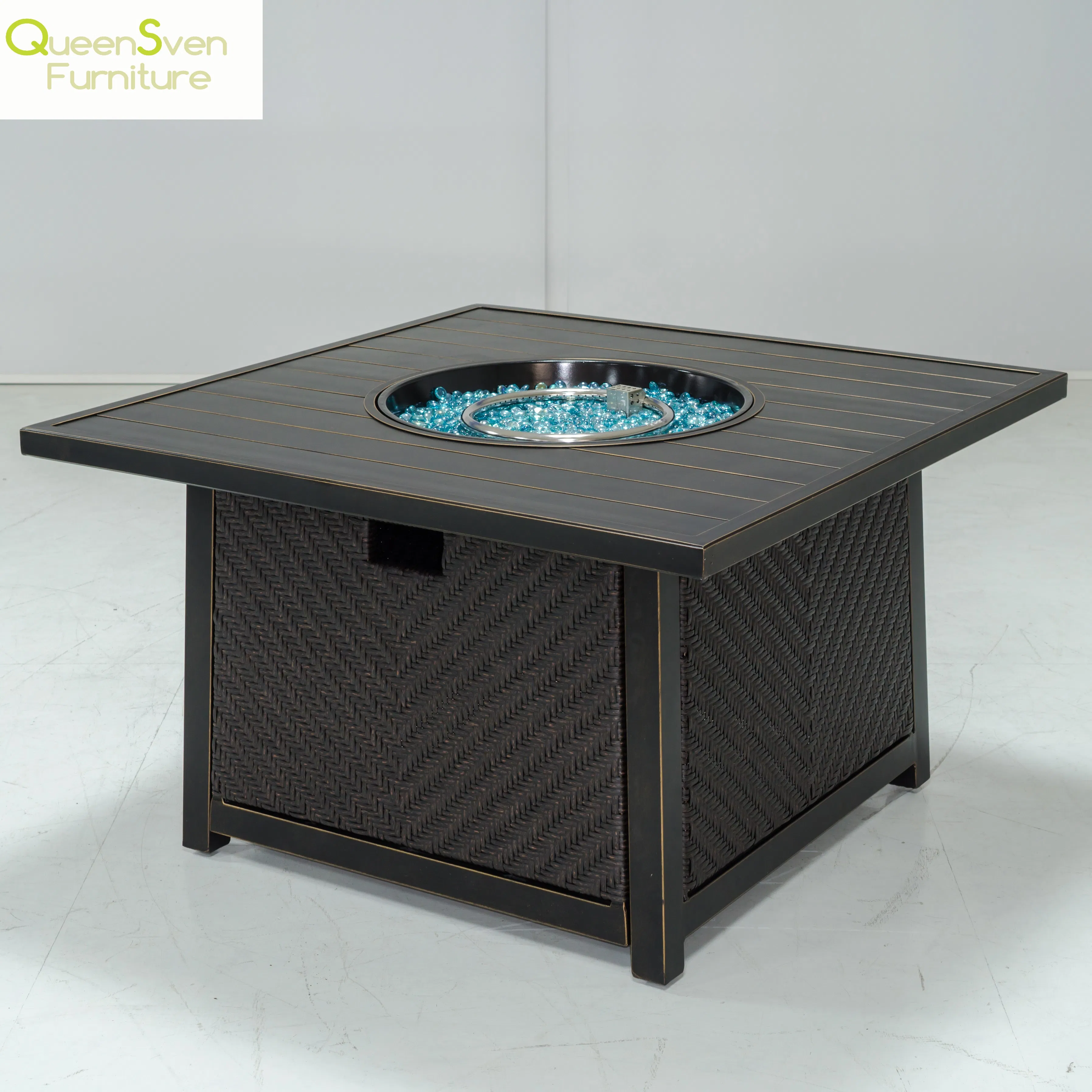Elegant Ceramic Tile Dining Table with Fire Pit for Outdoor Use