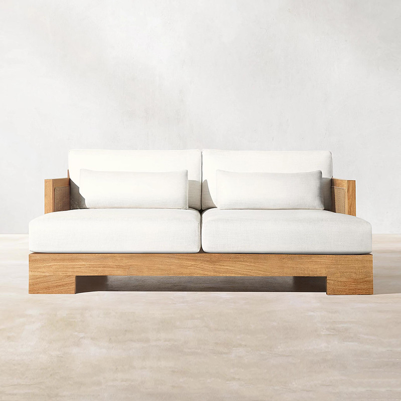 Modern Factory Custom Outdoor Garden Lovely Rattan Teak Wood Sofa Set Furniture