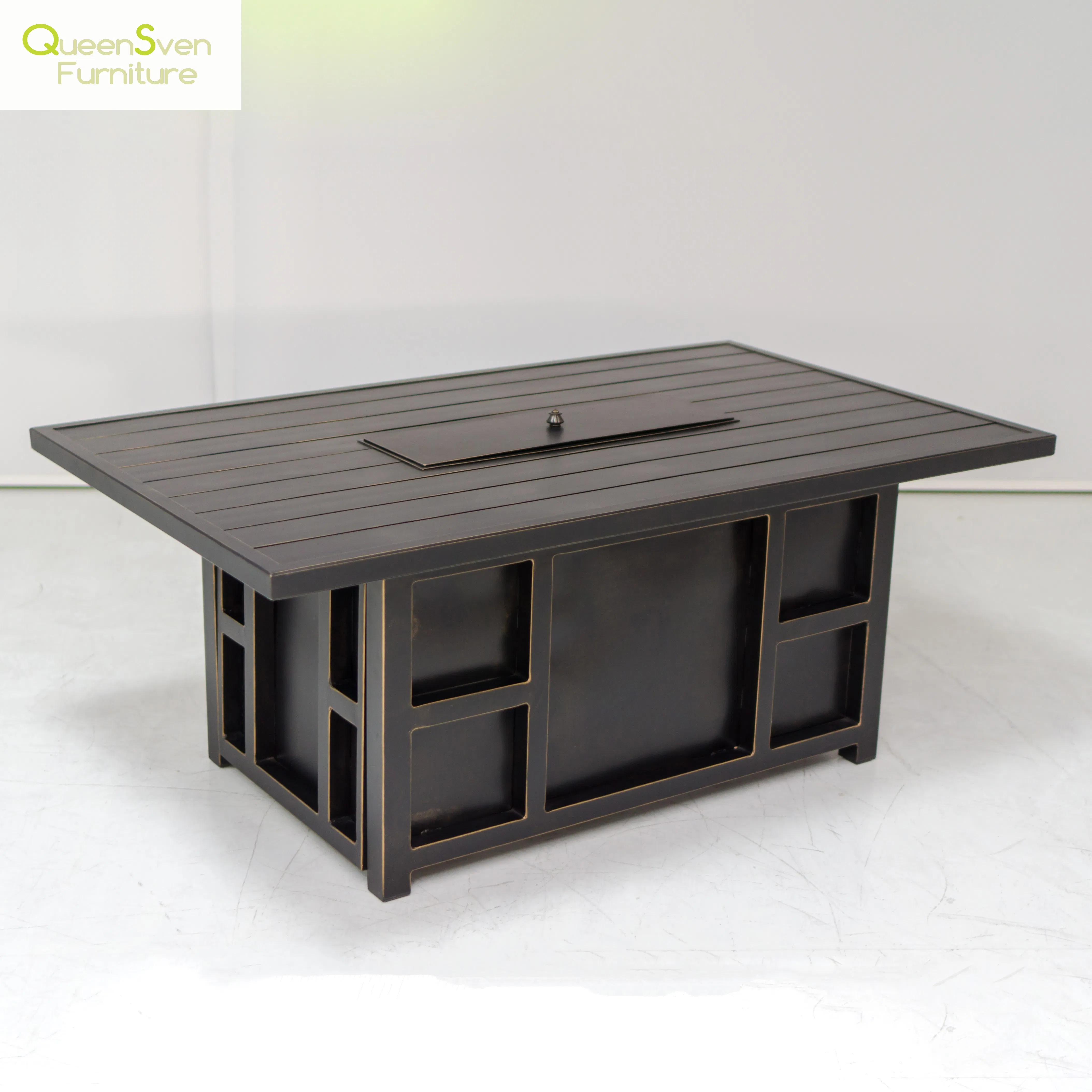 Elegant Ceramic Tile Dining Table with Fire Pit for Outdoor Use