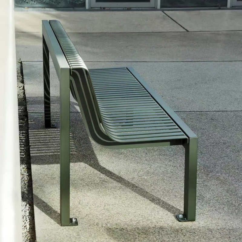 Multifunctional Garden Weatherproof Metal Patio Benches 3 Person Seat Backrest Steel Bench