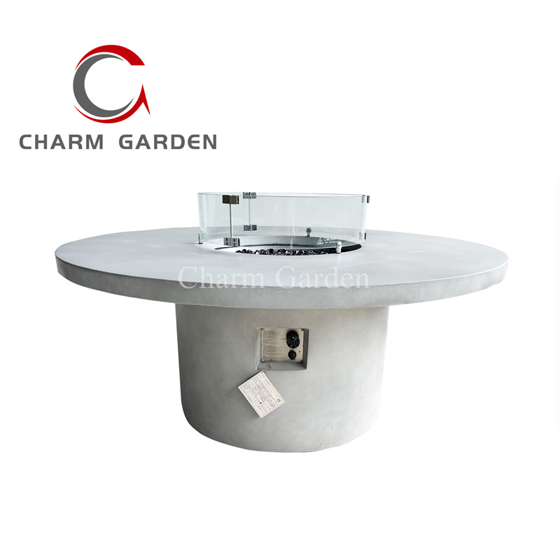 Customized Fiberglass Reinforce Concrete Look Fire Table Gas Tank Put Inside Fire Pit Dining Table Bar Coffee Table