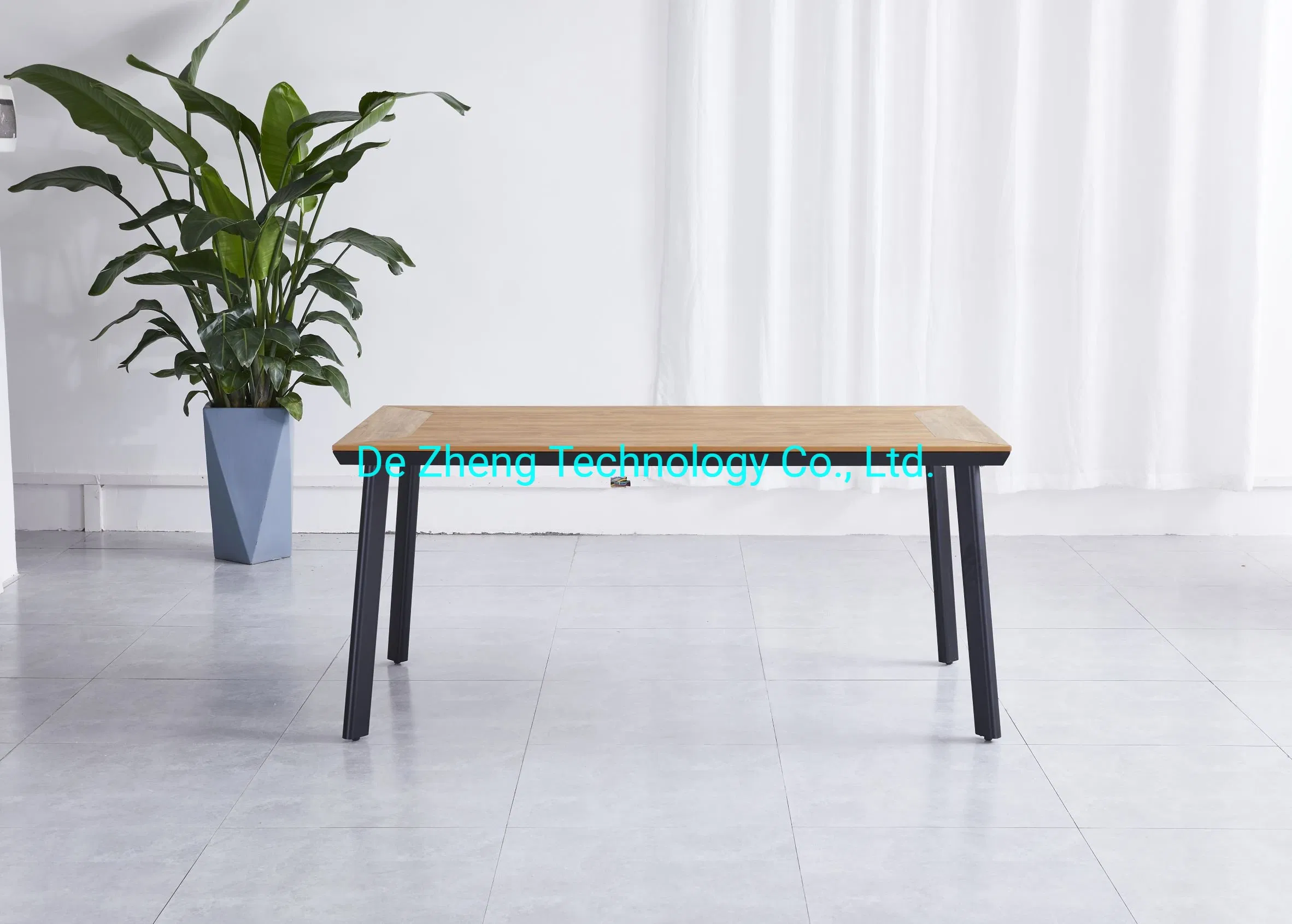 Heavy Duty Aluminum Outdoor Event Plastic Wood Rectangle Table for Garden Patio Restaurant