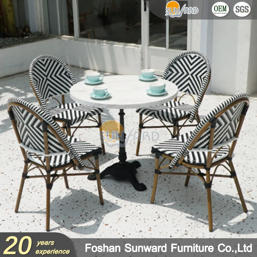 Modern Customized Outdoor Hotel Restaurant Wicker Dining Bistro Cafe Table and Chair Set