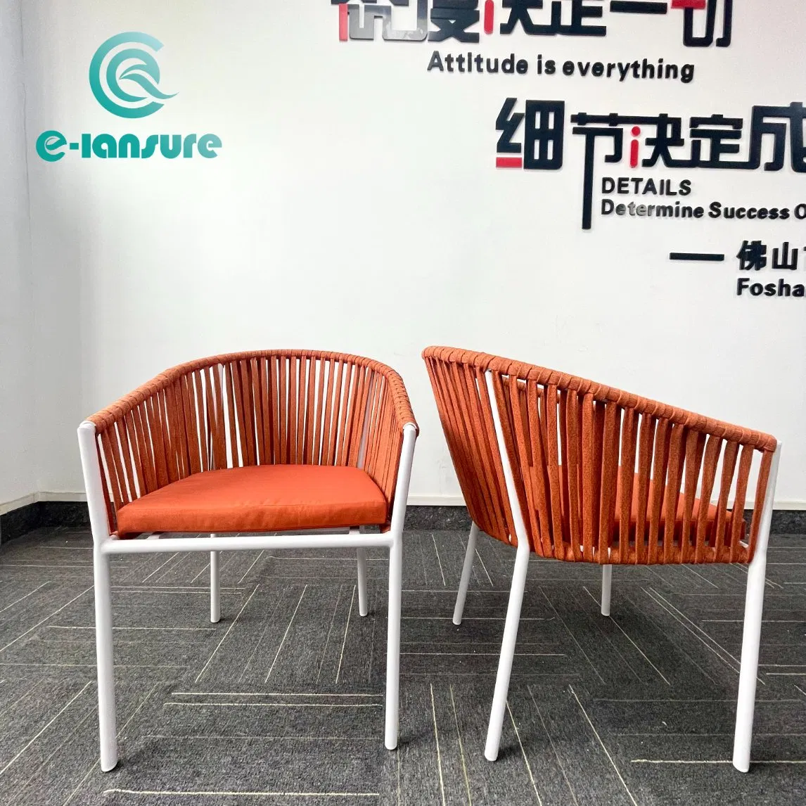 Factory Hot Selling Premium Long Lasting Outdoor Dining Set Aluminum Frame Rope Seat and Durable Plywood Table for Patio Poolside