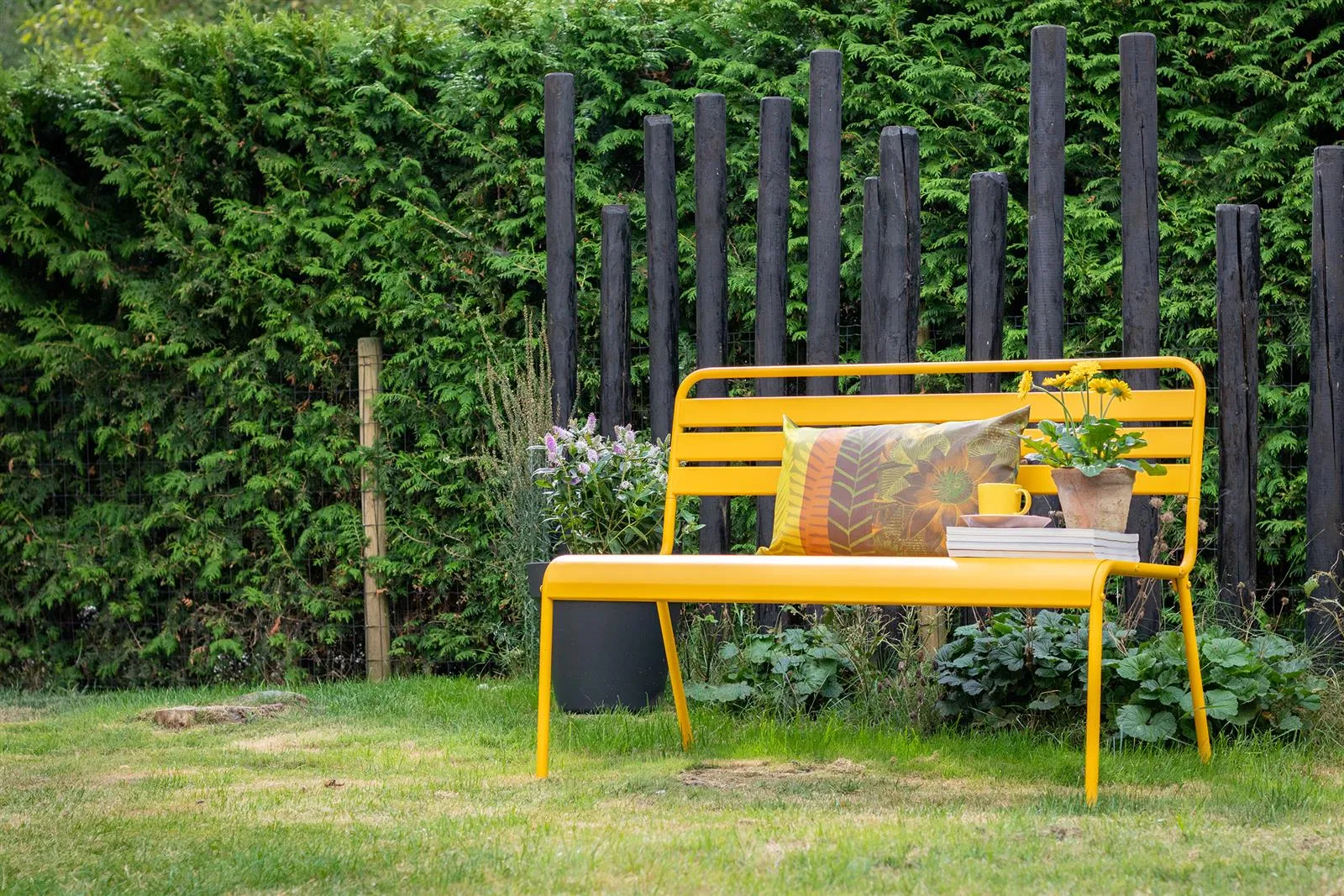 Outdoor Metal Bench for Patio, Garden, Park, Porch