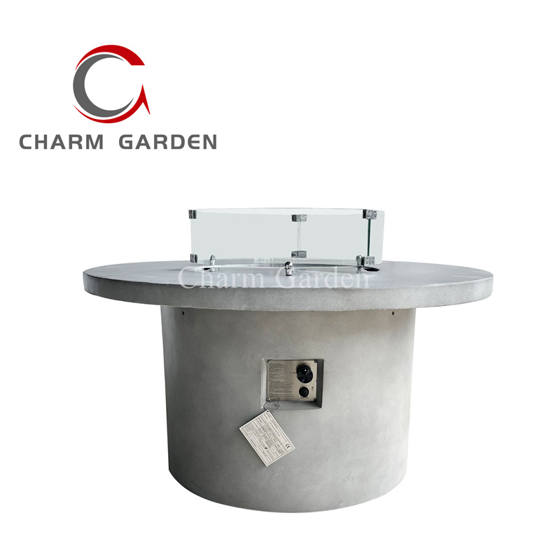 Customized Fiberglass Reinforce Concrete Look Fire Table Gas Tank Put Inside Fire Pit Dining Table Bar Coffee Table