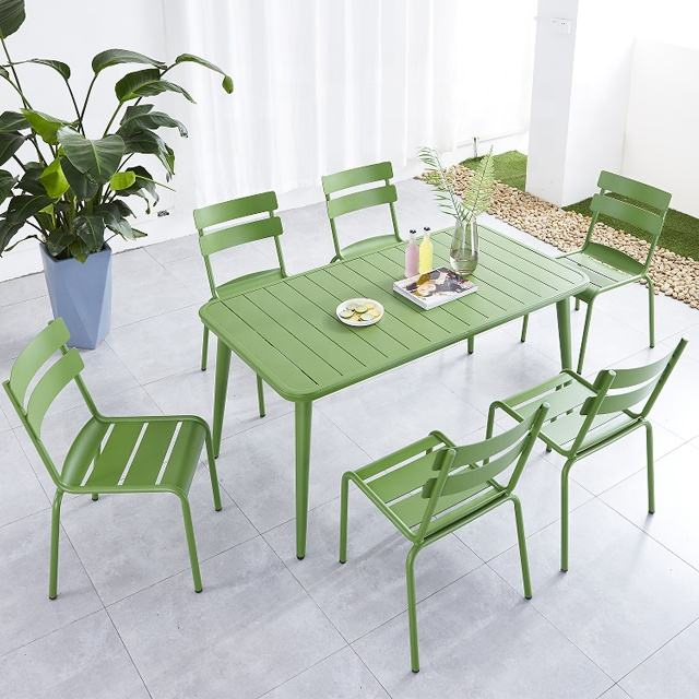 Aluminum Outdoor Dining Table for Garden Restaurant Cafe Courtyard