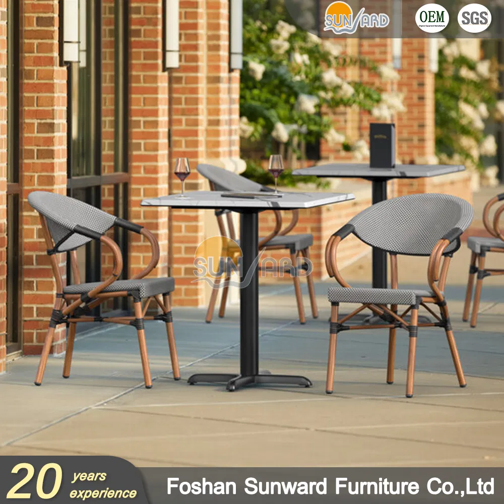 Modern Customized Outdoor Hotel Restaurant Wicker Dining Bistro Cafe Table and Chair Set