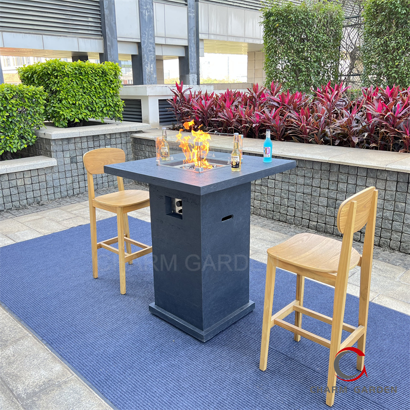 Gas Fire Pit Dining Table with Concrete Tabletop Czyl012
