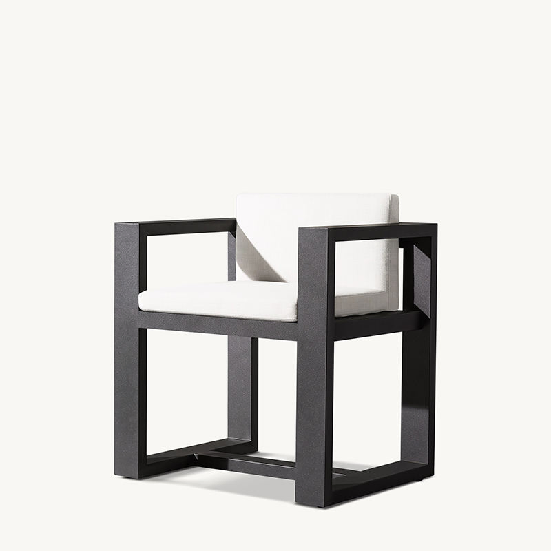 Luxury Black Aluminum Outdoor Dining Table Set for Villa Patio