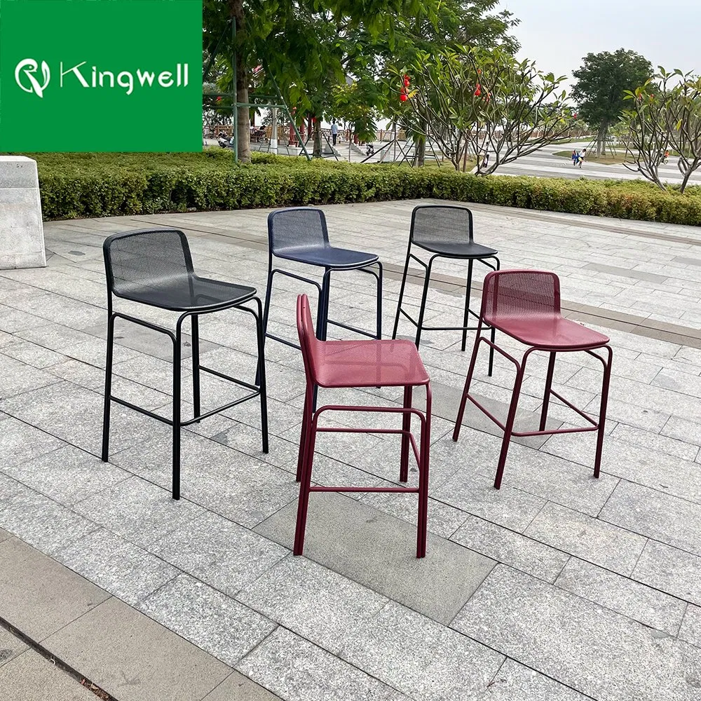All Weather Outdoor Furniture Metal Bistro High Chairs Patio Bar Stools