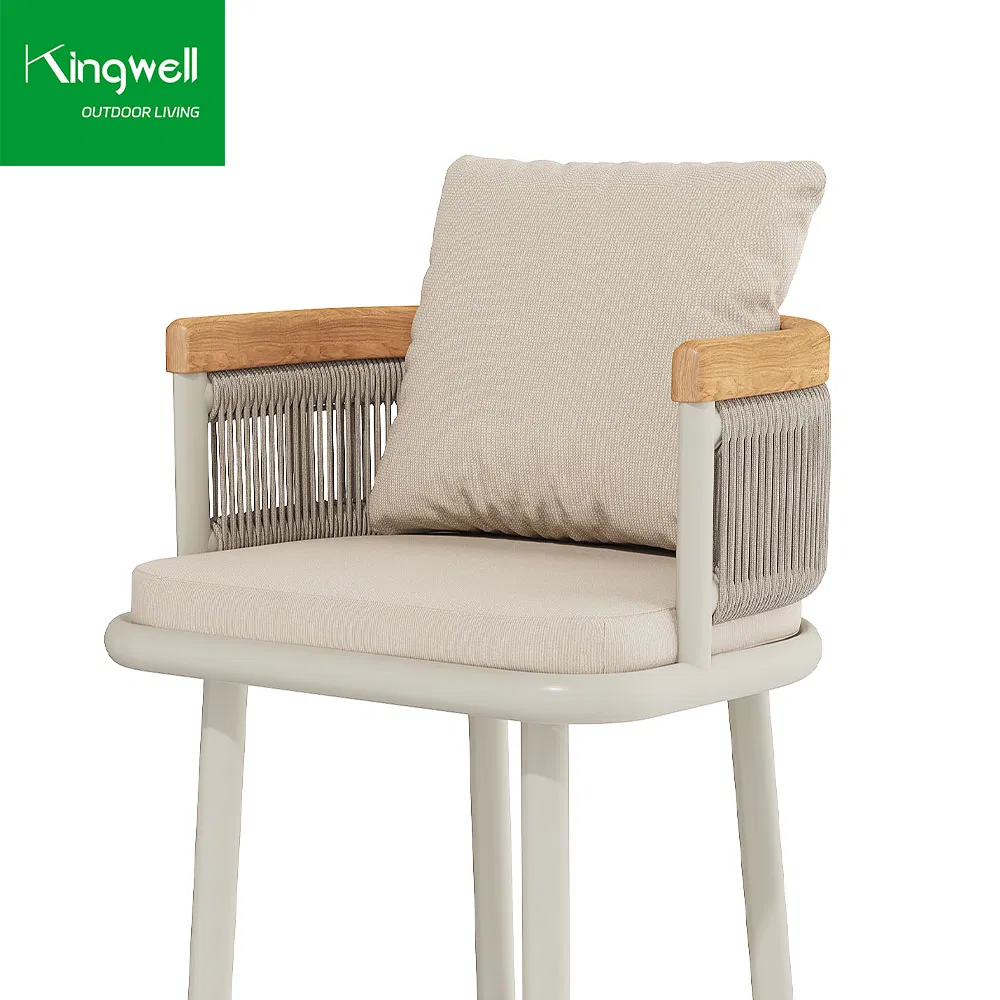 Kingwell Outdoor Furniture Aluminum Dining Bar Stools for Cafe Restaurant Villas