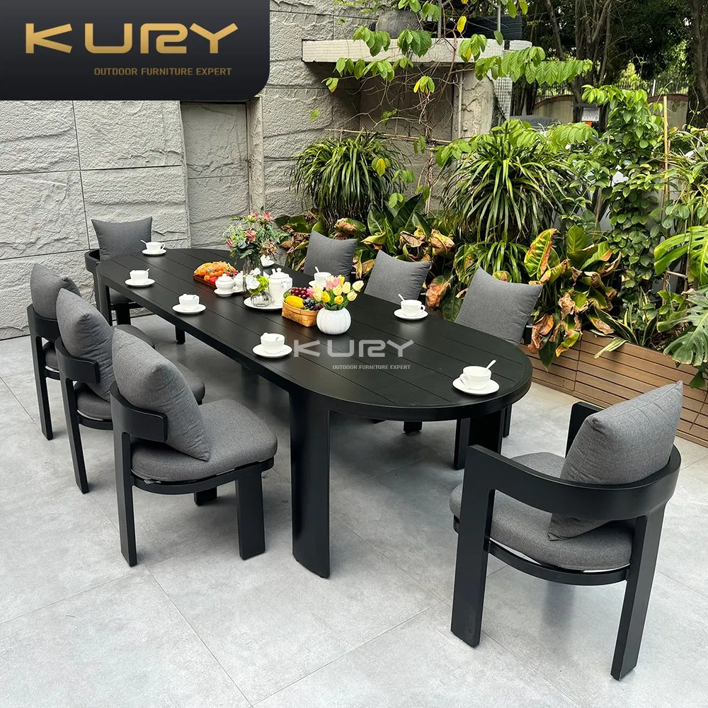Modern Aluminum Dining Table Aluminum Outdoor Furniture Villa Hotel Patio Dining Set
