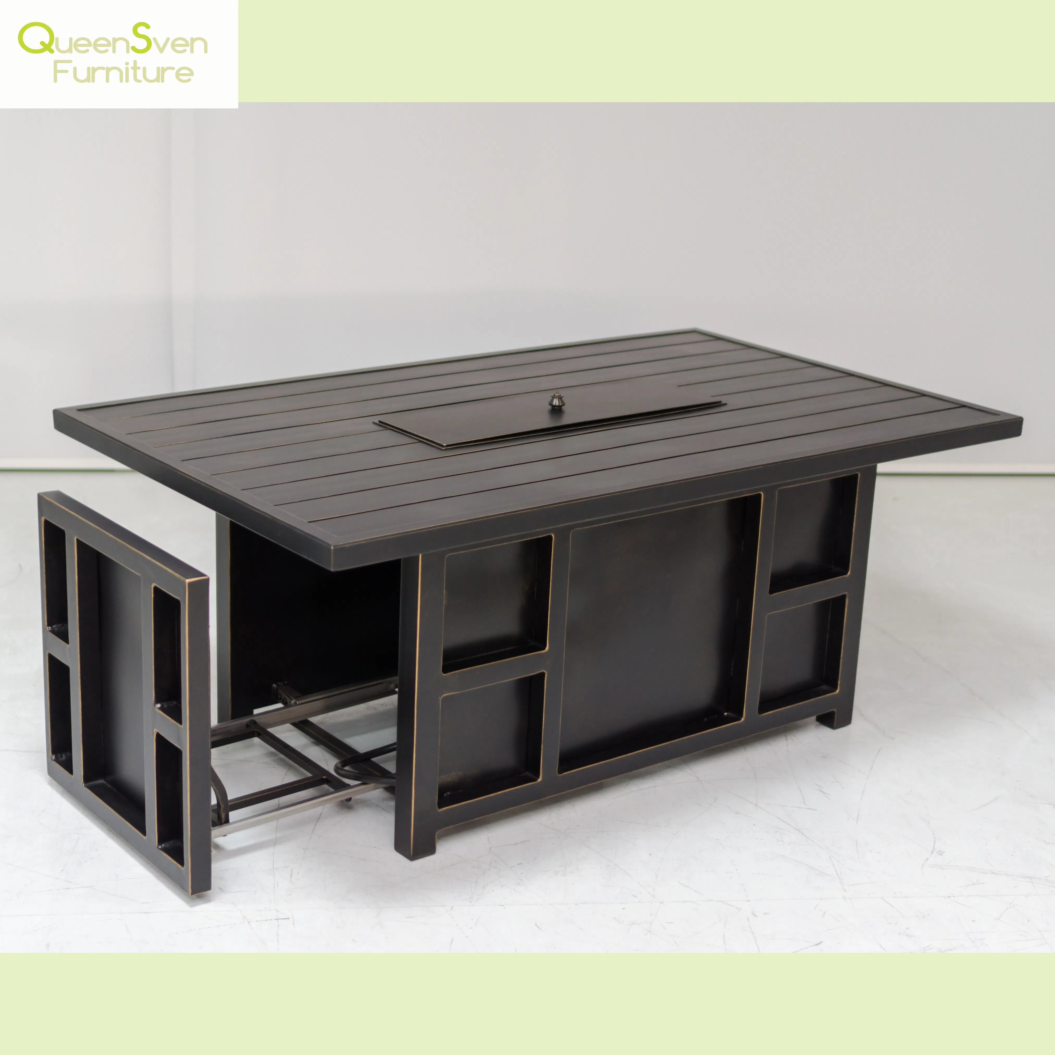 Elegant Ceramic Tile Dining Table with Fire Pit for Outdoor Use