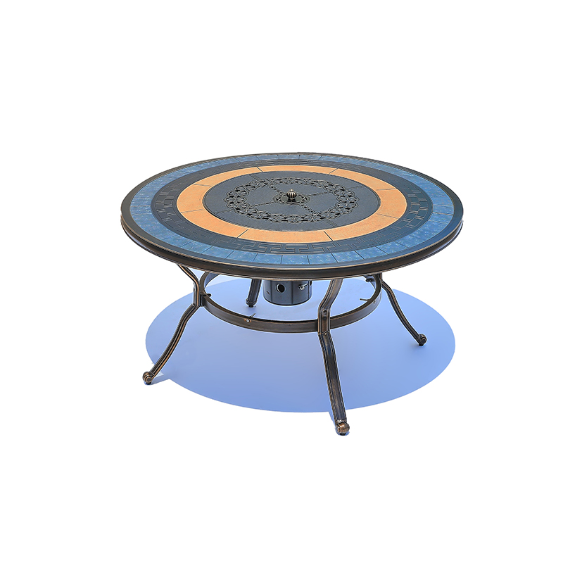 Waterproof Easy Clean Outdoor Aluminum Round Dining Picnic Barbecue Grill Table BBQ Cast Aluminum Fire Pit Table