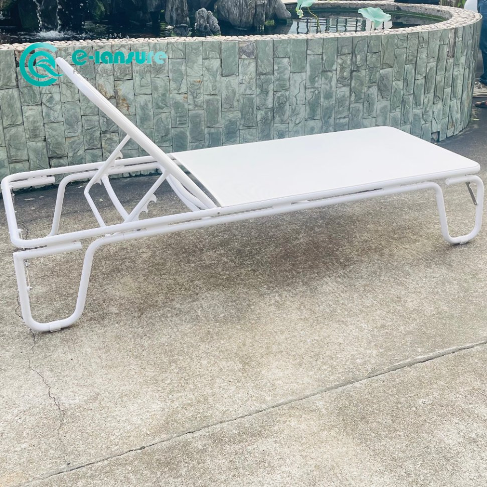 Wholesale Outdoor Furniture Aluminum Frame Sun Lounger Garden Textilene Fabric Chaise Lounge Chair Poolside Sunbed for Hotel Resort Courtyard