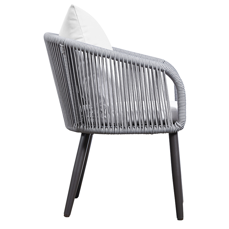 Aluminum Lounge Chair Restaurant Bistro Dining Set Outdoor Rope Chairs and Table