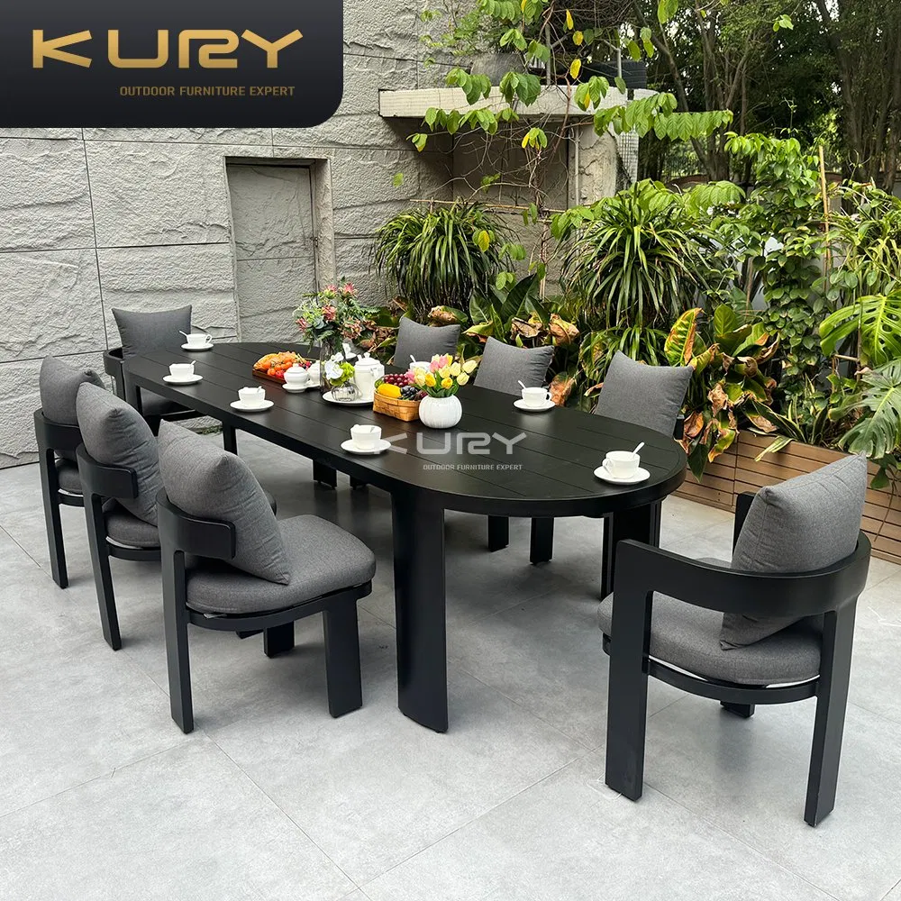 Modern Aluminum Dining Table Aluminum Outdoor Furniture Villa Hotel Patio Dining Set