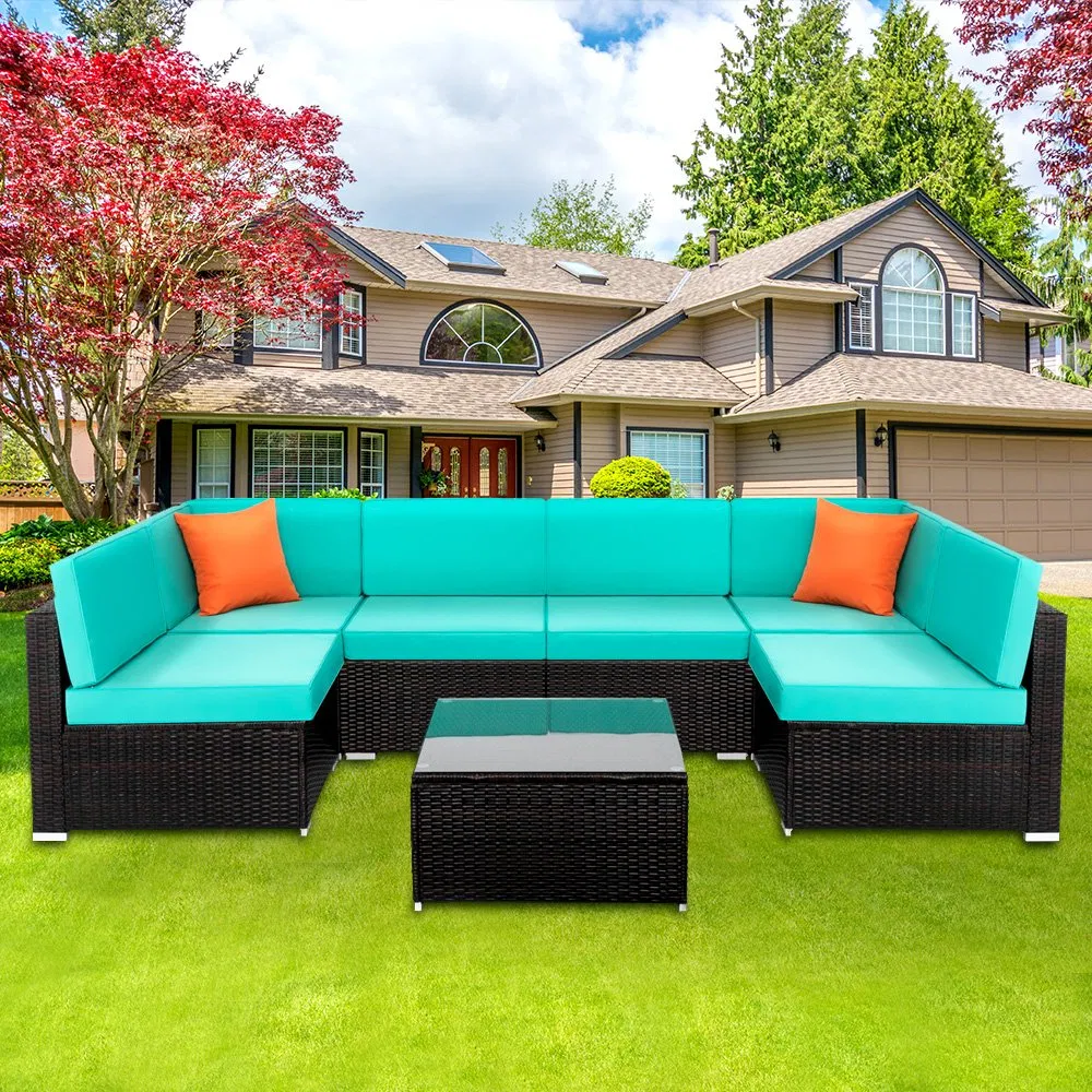 Top Selling Rattan Garden Furniture Weathered Teak Outdoor Sofa Modern Outdoor Furniture