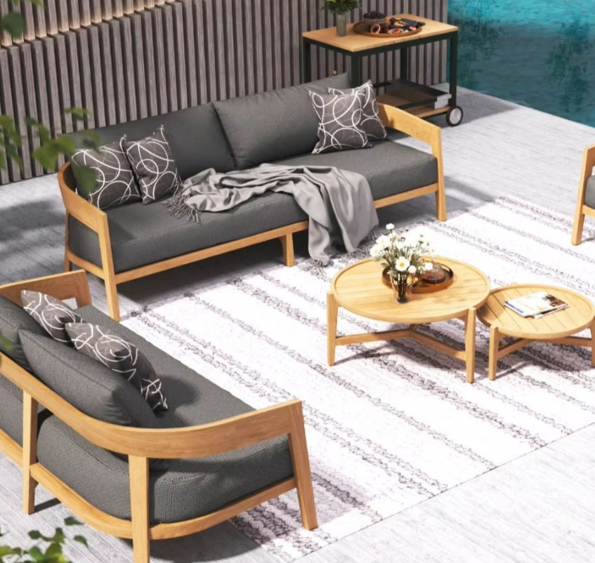Garden Furniture Aluminium Teak Wood Sectional Set Outdoor Furniture Patio Sofa Set