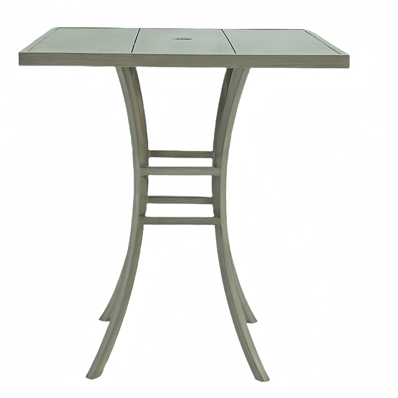 Modern Furniture Outdoor Backyard/Patio Garden Slate Grey 2-Piece Square Metal/Aluminum Dining Table Set with 2 Arm Chairs