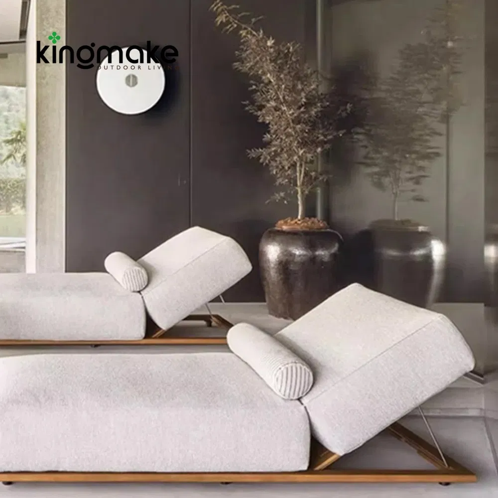 Luxury Teak Wood Outdoor Garden Furniture Chaise Lounge for Seaside Vacation