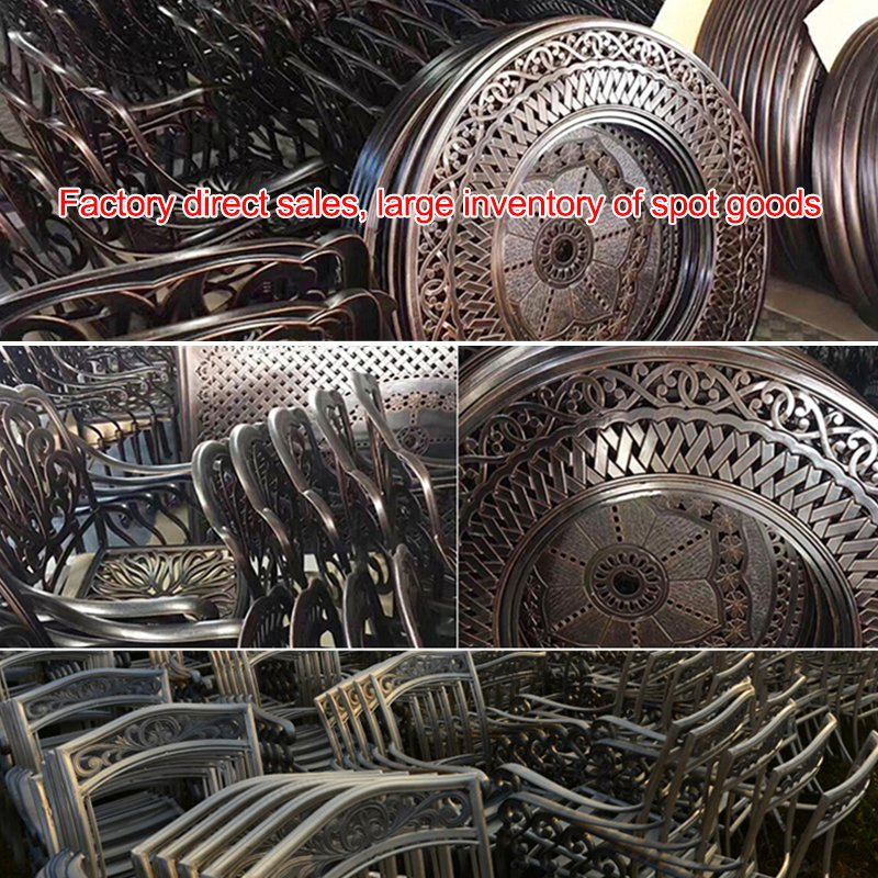 Low MOQ Garden Patio Furniture Cast Aluminum Outdoor Chair and Table for Dining