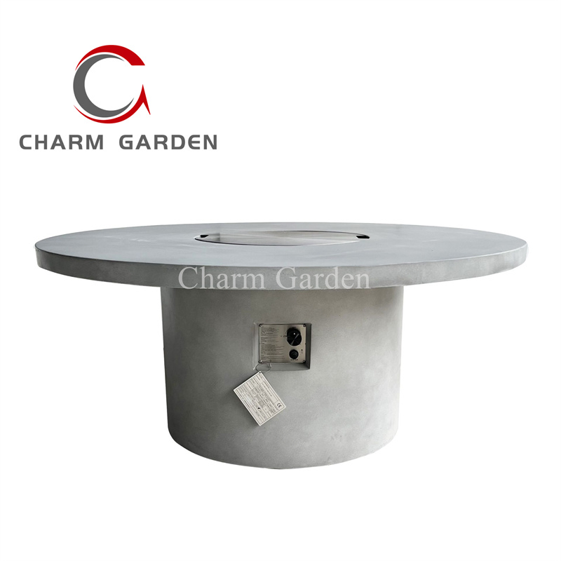 Customized Fiberglass Reinforce Concrete Look Fire Table Gas Tank Put Inside Fire Pit Dining Table Bar Coffee Table