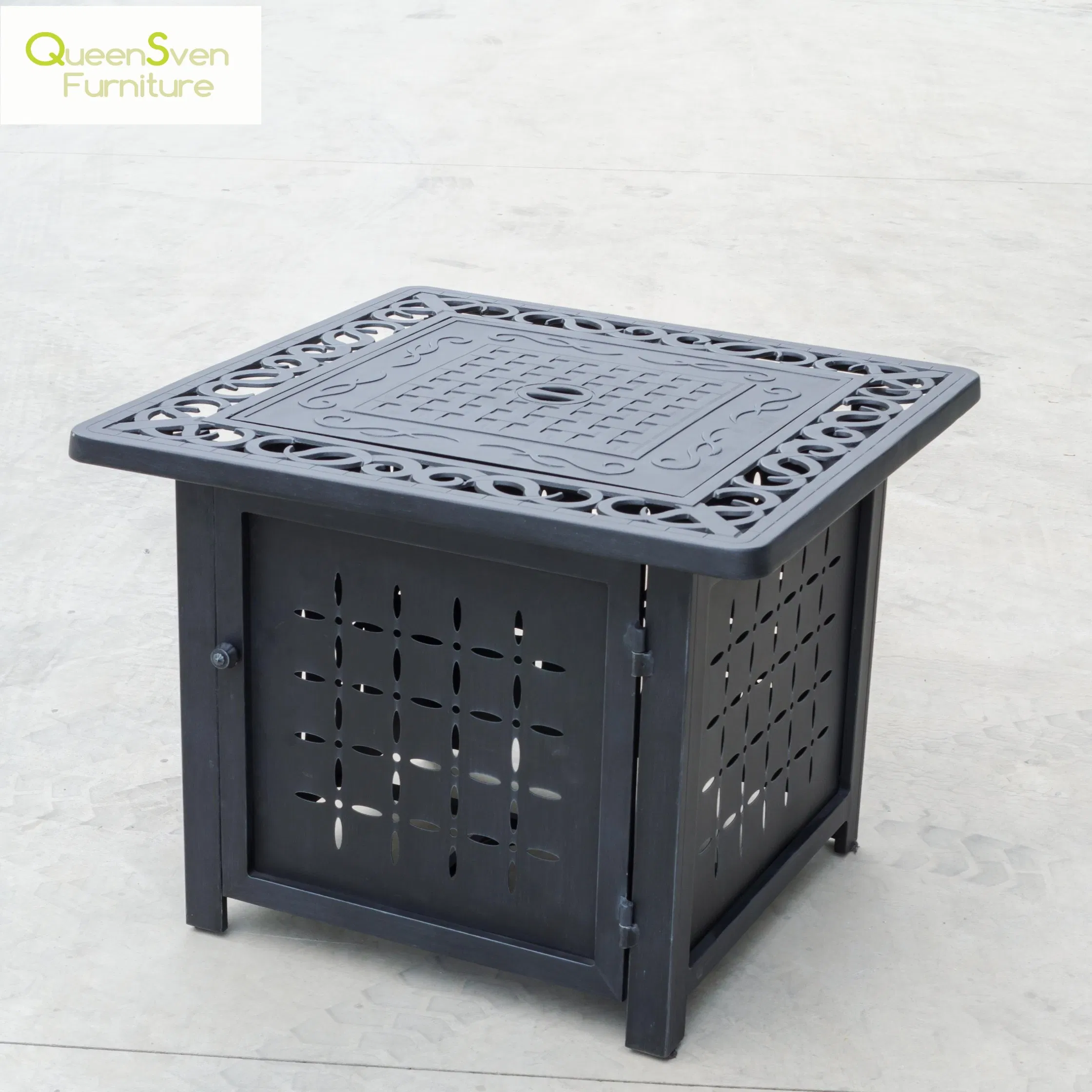 Functional Outdoor Square Dining Table with Cast Aluminium Fire Pit