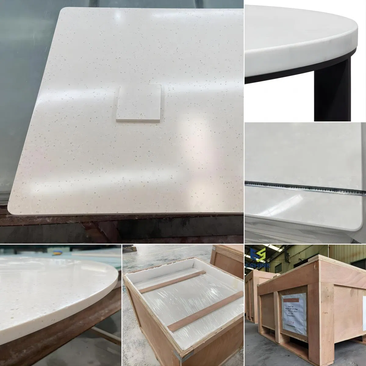 Customized Corian Coffee Table Top in Vein Pattern/Cream/Warm White and Round/Square/Rectangle Design Corian Extending Dining Table for Outdoor/Exterior
