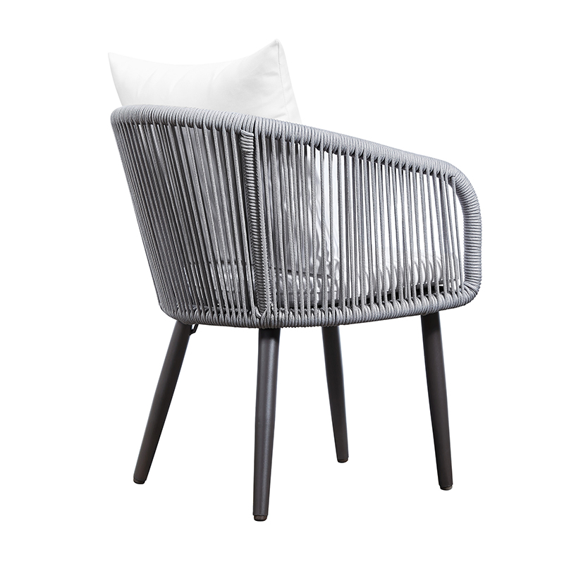 Aluminum Lounge Chair Restaurant Bistro Dining Set Outdoor Rope Chairs and Table