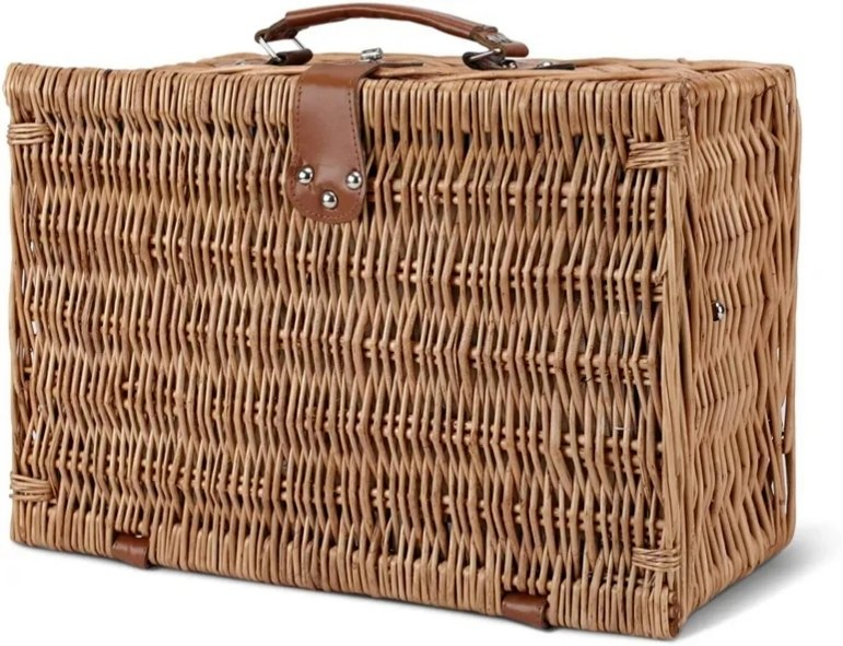 Insulated One Piece Engraved Small Rts Empty Christmas Hamper Outdoor Storage Baskets Wicker Rattan with Lid Picnic Basket